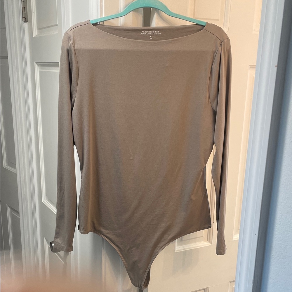Abercrombie & Fitch Beige Long Sleeve Bodysuit